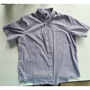 Croft And Barrow Mens Plaid Collared Black White Brown Button Down Shirt XL